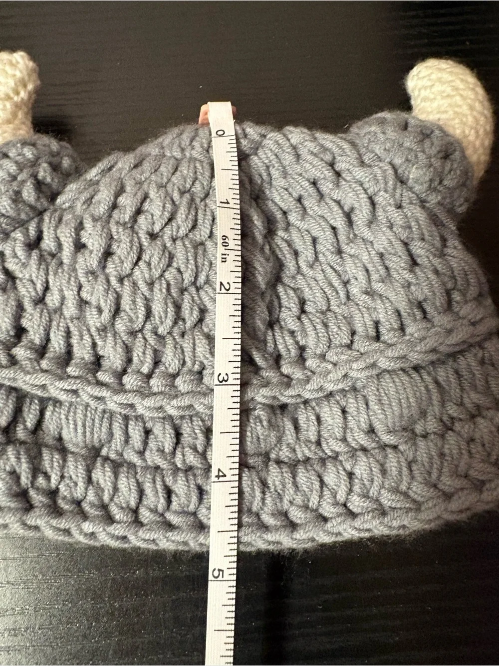 Handmade Baby Viking Horn Crochet Beanie Gray Costume Hat NWOT